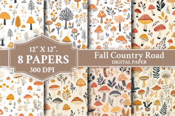 Bring Autumn Indoors with Mushroom Pattern Digital Paper