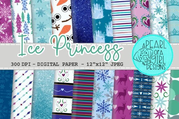 Charming Ice Princess Digital Paper for Winter Crafts