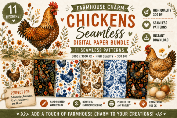 Chicken Seamless Pattern Papers: A Clucking Good Design Asset