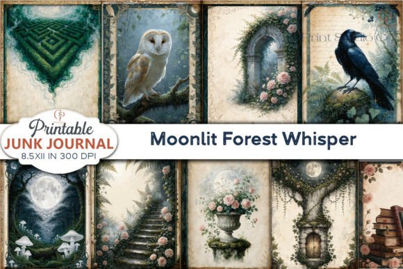 Embrace the Enchantment: Moonlit Forest Whisper Junk Journal Page