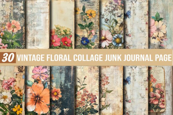 Embrace Timeless Charm with Vintage Floral Collage Junk Journal Pages