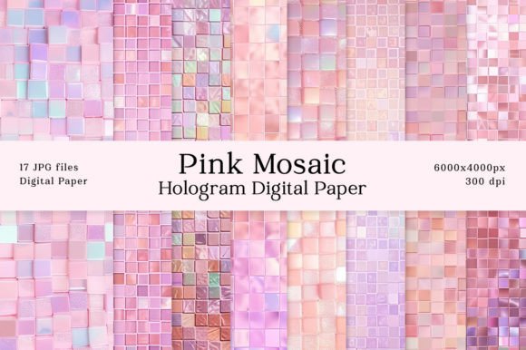 Hologram Pink Mosaic Digital Papers: Elevate Your Projects