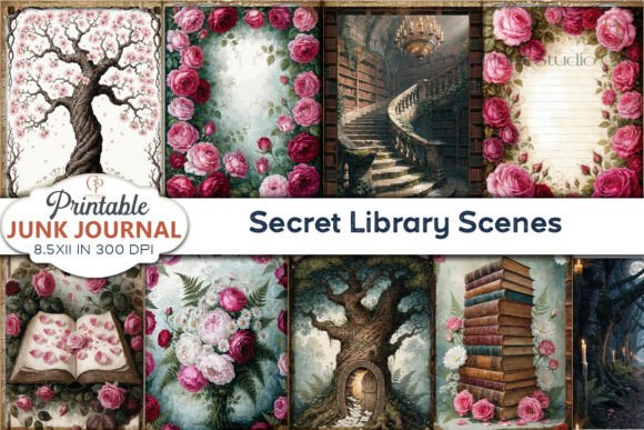 Secret Library Scenes Junk Journal Pages: A Designer's Take