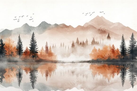 Serene Mountain Landscape Featuring: A Designer's Visual Asset