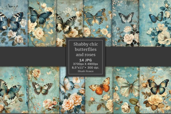 Shabby Chic Butterflies & Roses: A Digital Junk Journal Kit