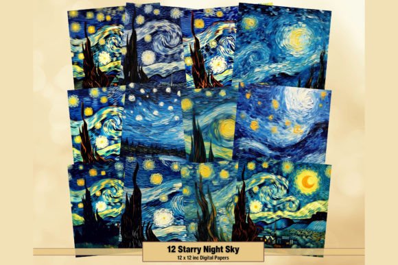 Starry Night Van Gogh Inspired Papers: A Celestial Toolkit for Makers
