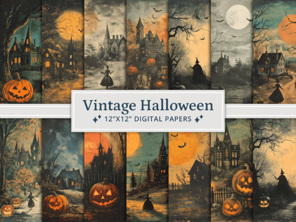 Vintage Halloween Digital Papers for Your Spooky Projects