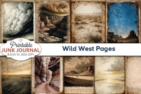 Wild West Pages Junk Journal Pages: Vintage Texture for Modern Makers